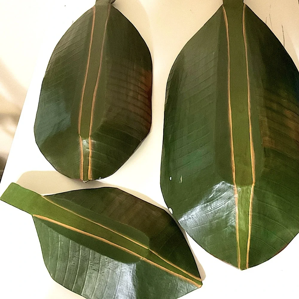 Bamboo Nestled Palm Leaves Set of 3